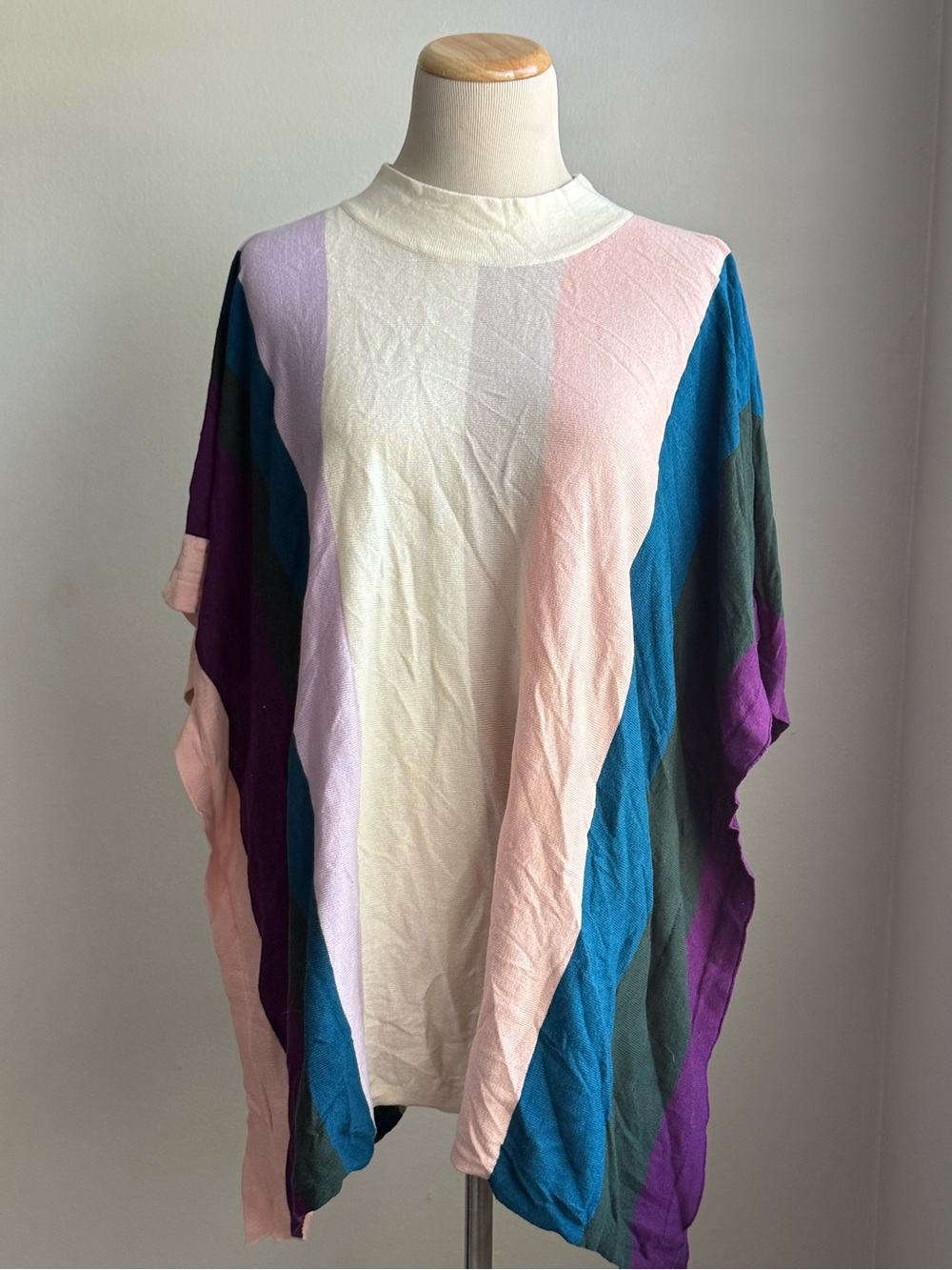 Chico’s Striped Mock-Neck Poncho - L/XL